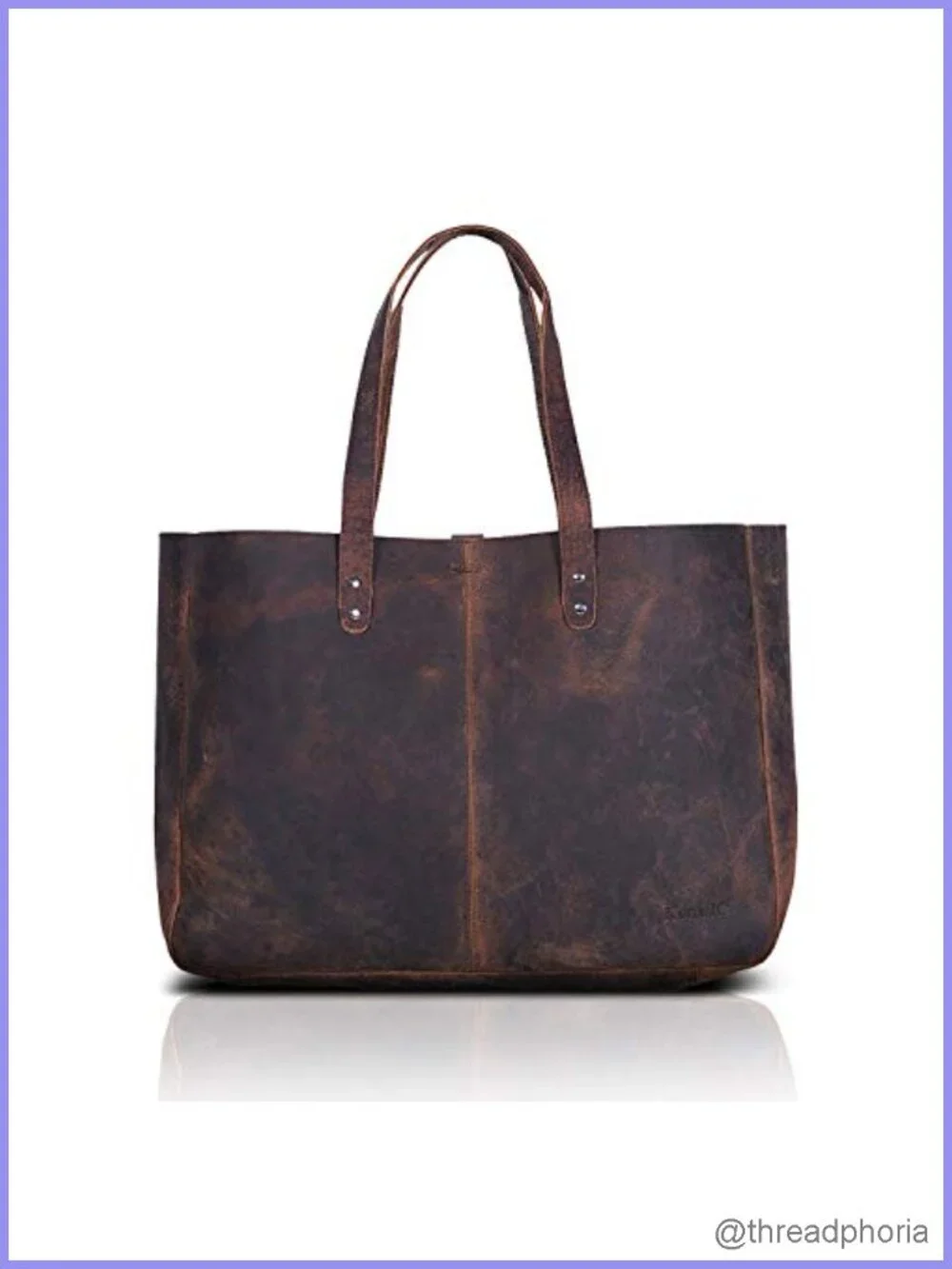 Top Grain Leather Satchel Tote Handbag Travel Shopping Purse